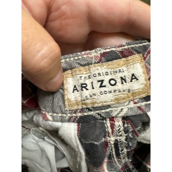Arizona Boys Shorts Sz 7X Brick Red Gray White Plaid Adjustable Waist‎ Cargo - Picture 6 of 7